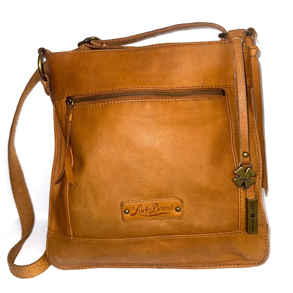 Lucky Brand Dixie brass studded soft leather asjustable Crossbody bag